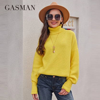 Damen Rollkragenpullover aus dicker Wolle – modischer, warmer Freizeitpullover für den Frühling