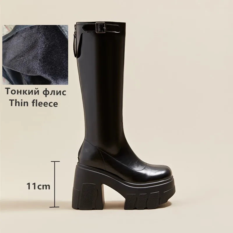 AIYUQI Women's Rider Boots 2025 New Platform High Heel Women Roman Boots Skinny Heel High 11cm Women's Long Boots