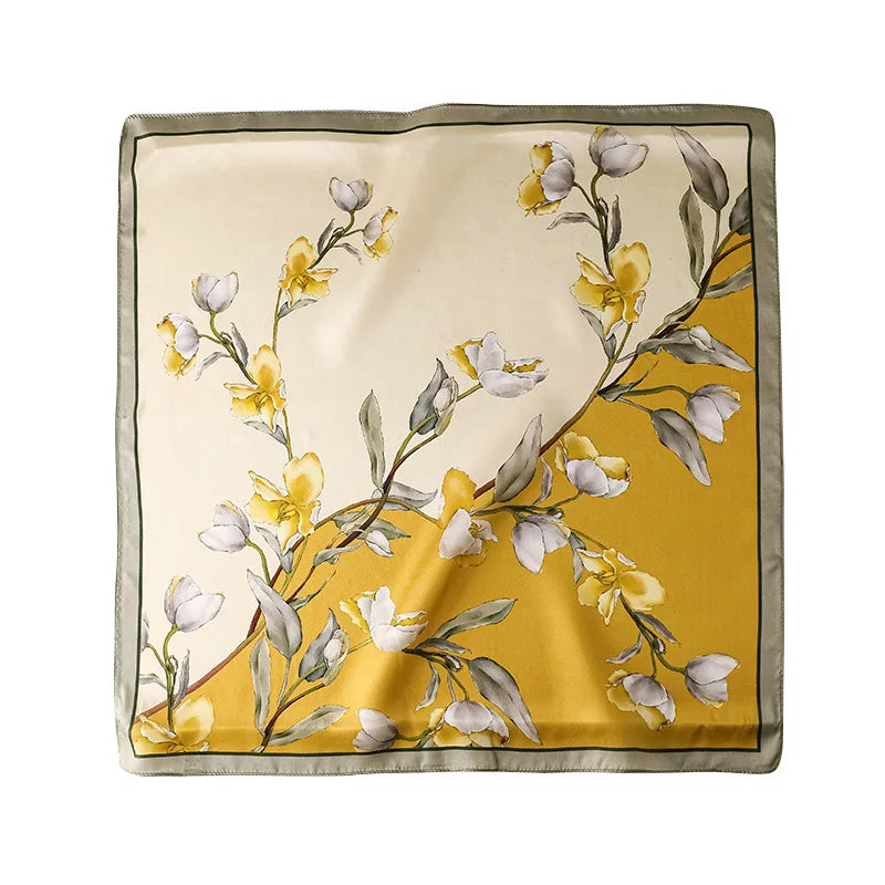 Damen Seidenschal klein quadratisch Haarband Halstuch Kopftuch Bandana C