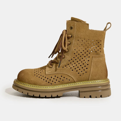 AIYUQI 2025, neue frauen stiefel Vintage loch frauen kurze stiefel