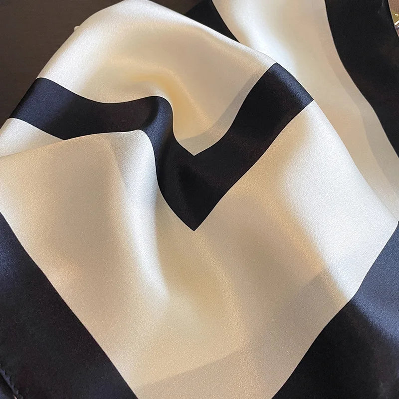 Damen Seidenschal quadratisch Luxus handgerollt Hijab Foulard Bandana