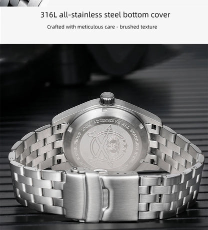 AD2519 Herren Klassik-Automatikuhr 200m 316L Edelstahl C3 Leuchtzeiger Vintage