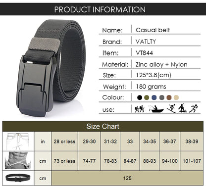 VATLY Elastik-Gürtel Herren Matte Metall-Schnalle Schnellverschluss Tactical Outdoor