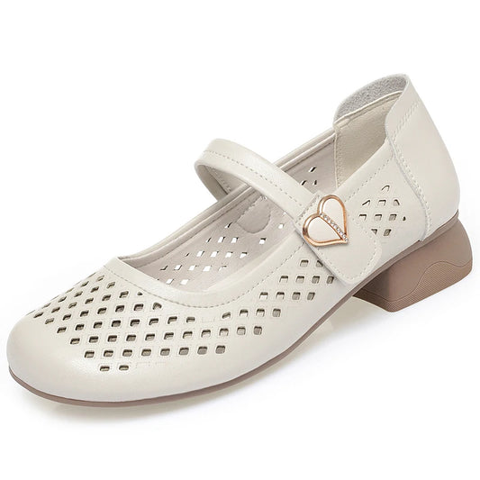 AIYUQI Damen-Sandalen aus echtem Leder, 2025, neue rutschfeste Hohlschuhe, große Größe, bequeme, lässige Damenschuhe