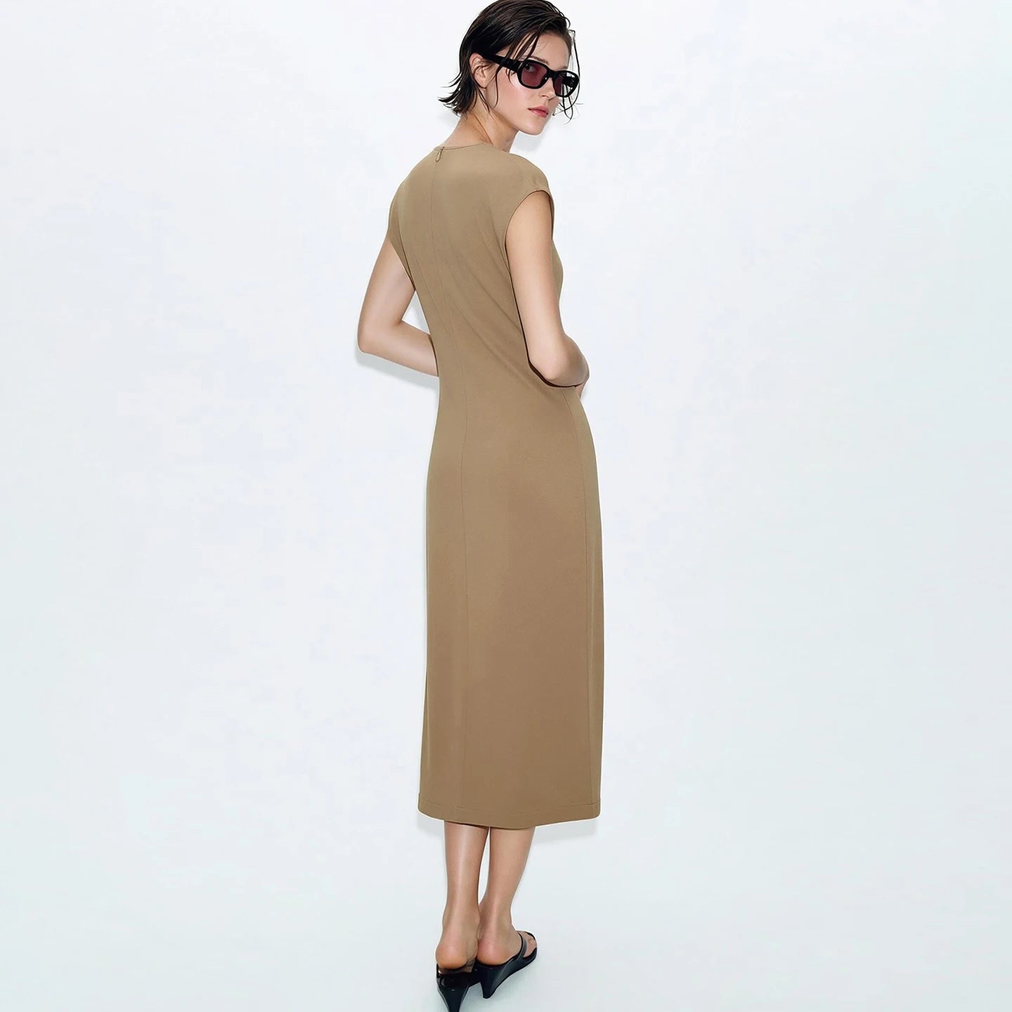Elegantes Slim Kleid Für Damen Mit O Ausschnitt Leichter Stretch Business