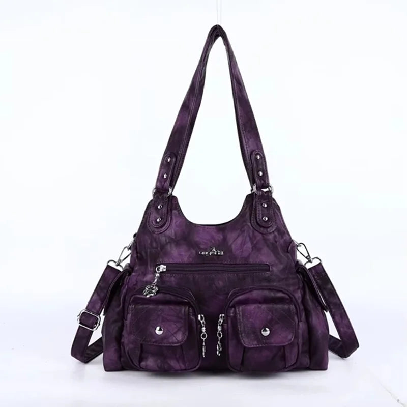 Damen-Handtasche Mit Viel Stauraum Und Mehrfachfächern Aus PU-Leder Für Alltag Und Freizeit