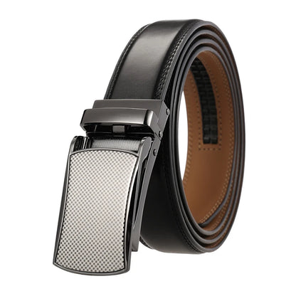 Herren Ledergürtel Braun 31 mm Ohne Lochung Mit Automatischer Schnalle Aus Naturleder