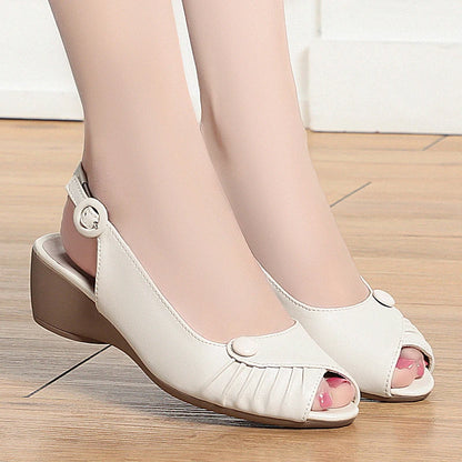 AIYUQI 2025, neue frauen sandalen Keil ferse fisch mund weibliche schuhe Große größe one-strap sandalen frauen