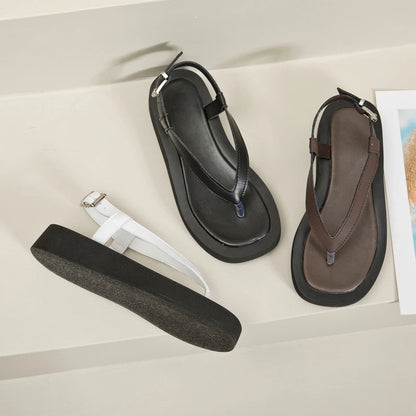 AIYUQI Flip-toe Sandalen Frauen Echtes Leder 2025, Sommer Neue Flache Römische Sandalen Frauen Große größe 41 42 43 strand sandalen frauen