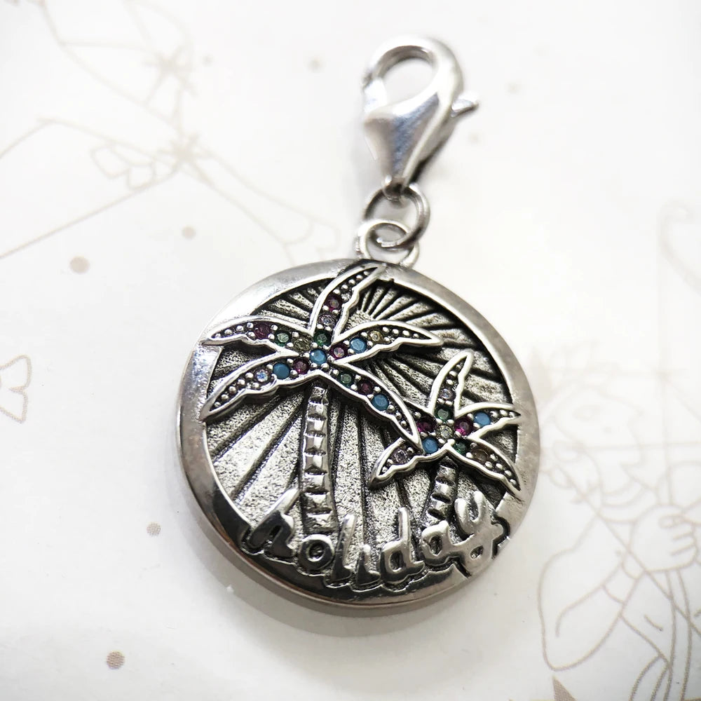 Damen-Charm-Anhaenger Palme tropisch aus Sterlingsilber