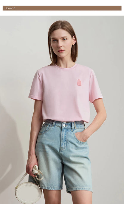 Damen T-Shirt aus Eisprozellan mit Rundhalsausschnitt und antibakteriellen Eigenschaften