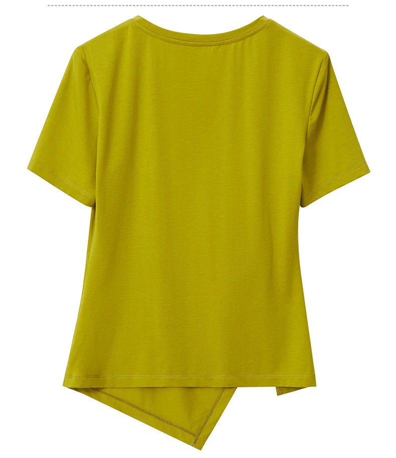 Damen T-Shirt mit asymmetrischem Design und kurzen Ärmeln für den Sommer