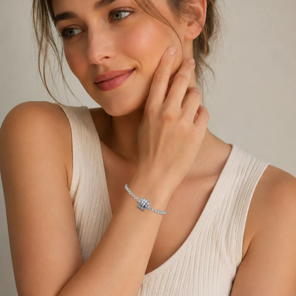 Damen-Charm-Anhänger Schlange Perlen romantisch aus Sterlingsilber