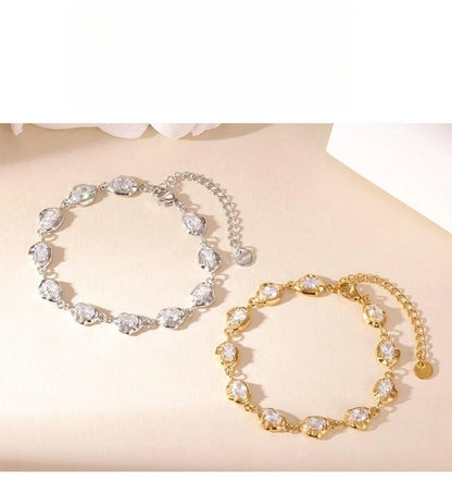 Damen-Gliederarmband mit Zirkonia aus Edelstahl