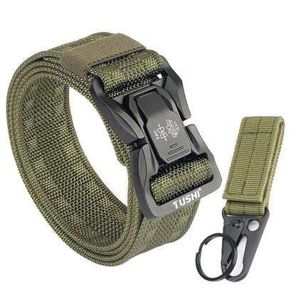Herren-Taktischer Outdoor-Gürtel Mit Metall-Schnalle Und Schnellverschluss In Schwarz