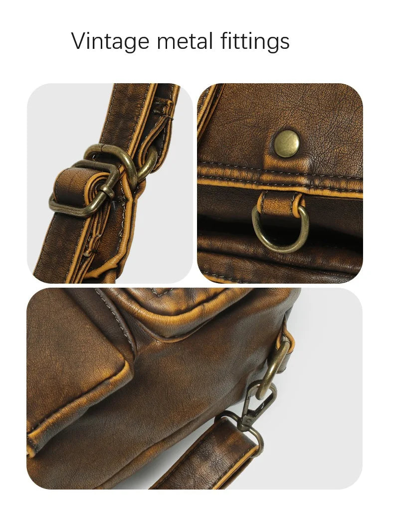 Damen-Schultertasche aus PU Großes Fassungsvermögen mit Innenfächern Vintage-Look Schwarz