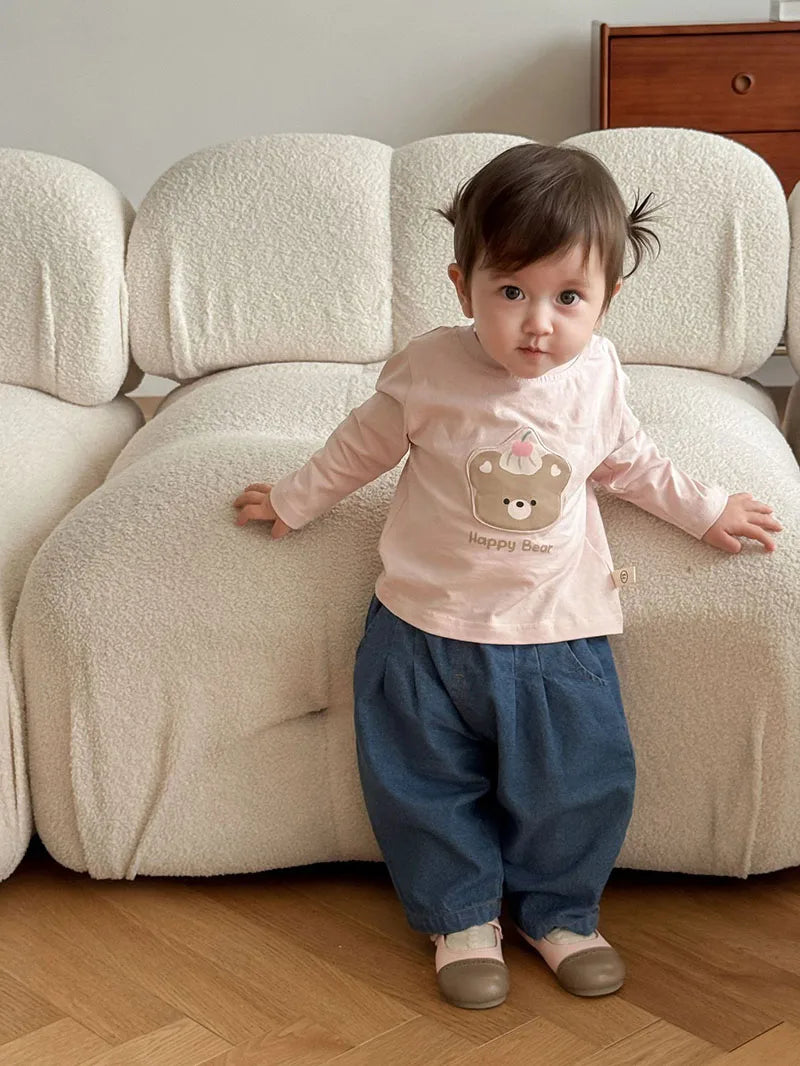 Mädchen T-Shirt im koreanischen Stil mit niedlichem Cartoon-Hundedesign
