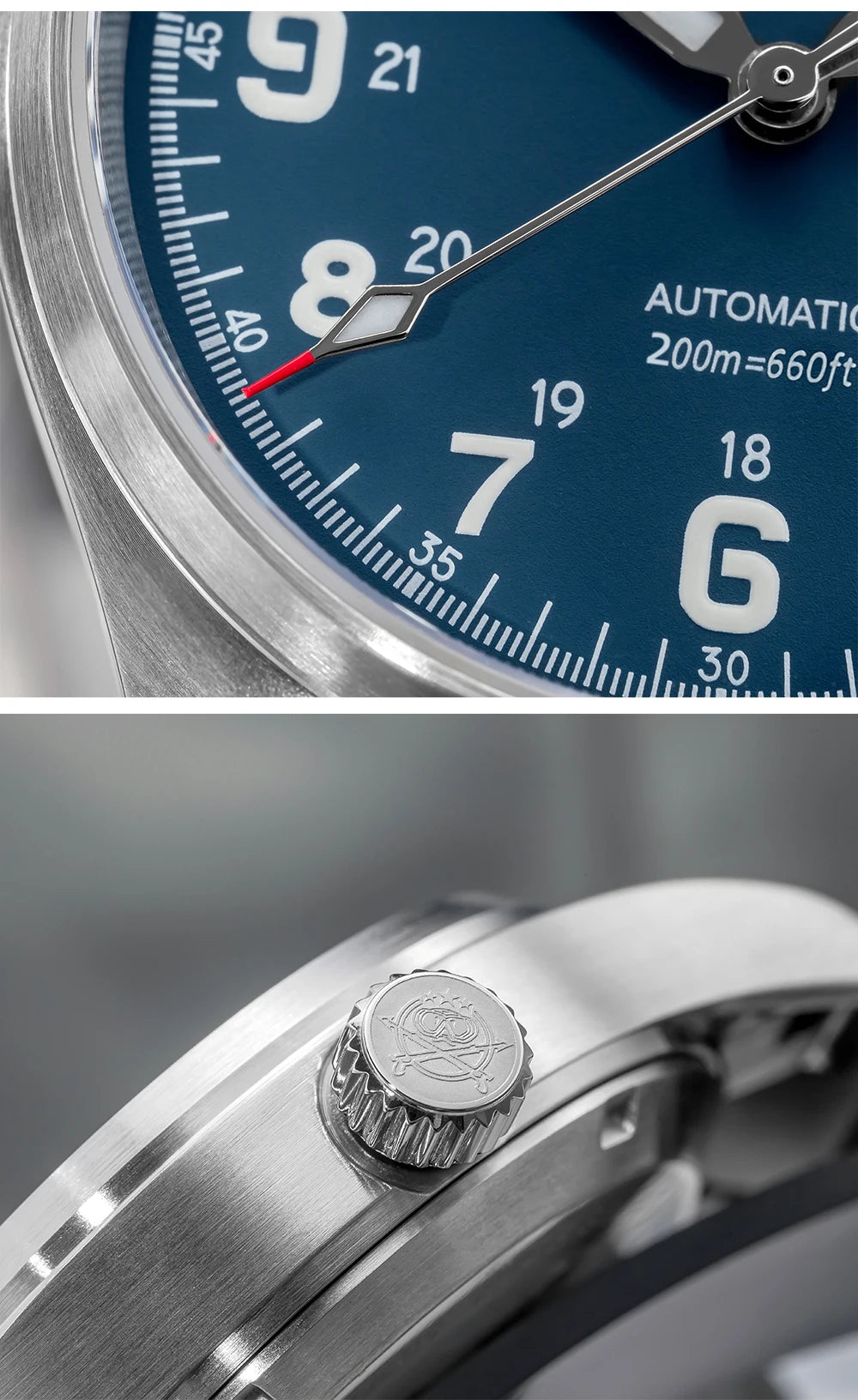 Herren-Vintage-Automatikuhr mit Saphirglas und NH35A-Werk