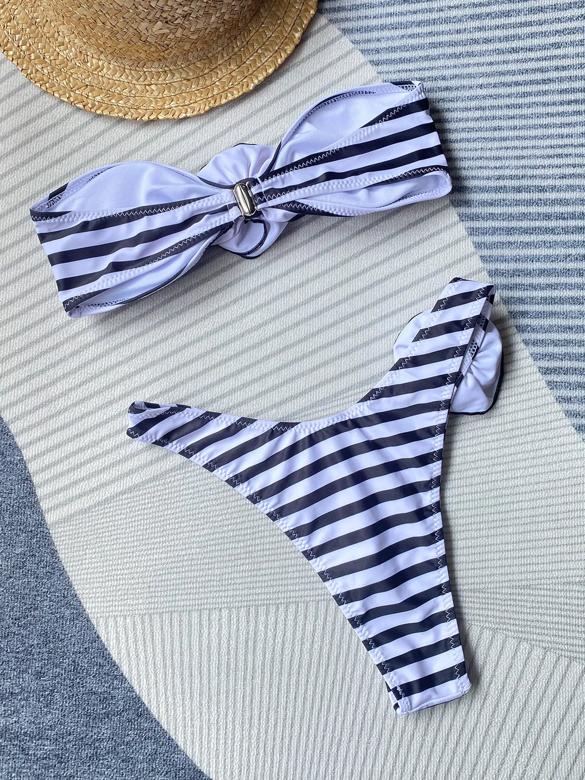 Sexy Bikini-Set mit Push-up-Effekt – Solide Badebekleidung für Damen am Strand oder Pool
