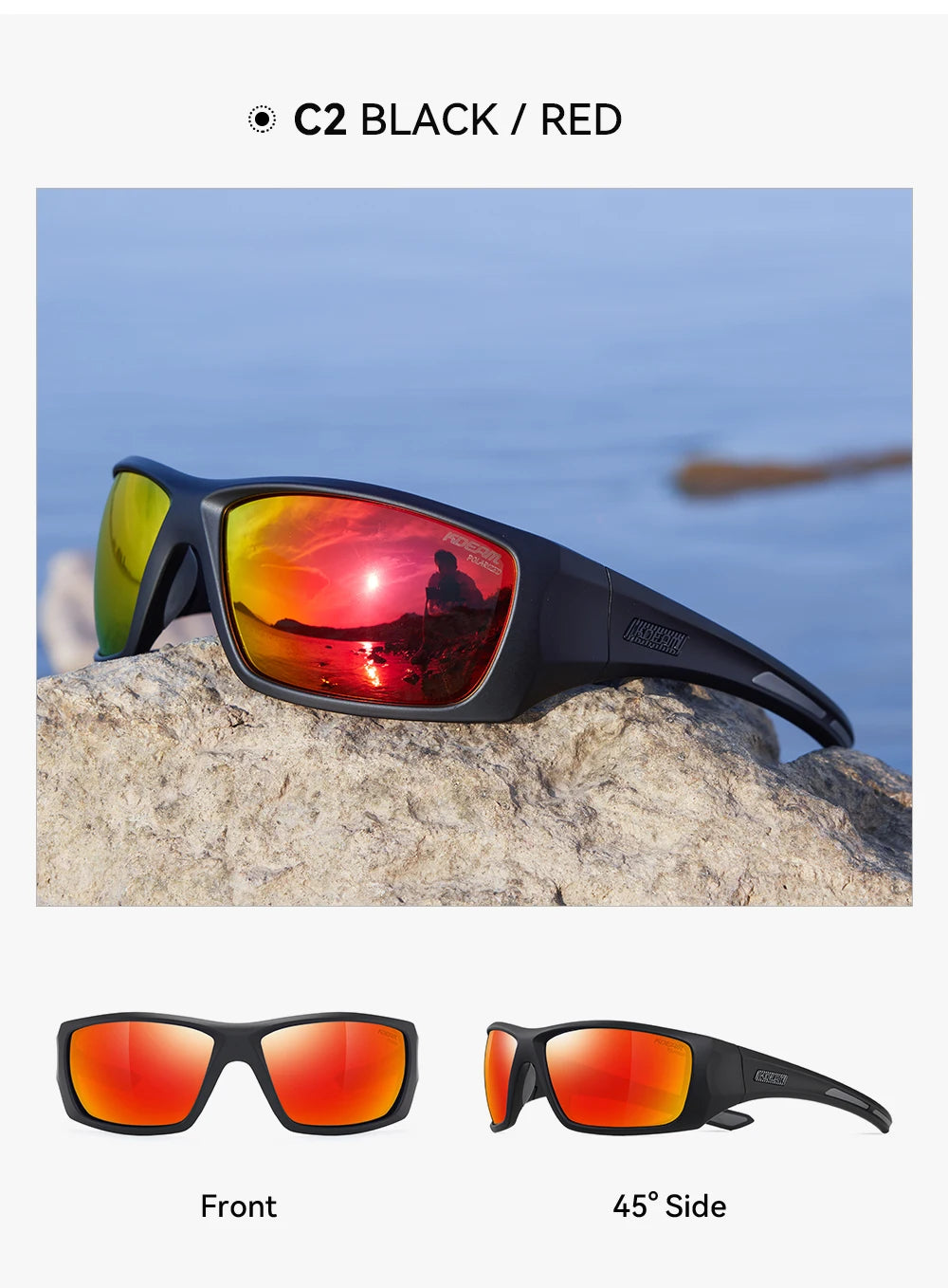 Sonnenbrille Radfahren TR90 polarisiert 1,2mm Glas Gummisteg Herren
