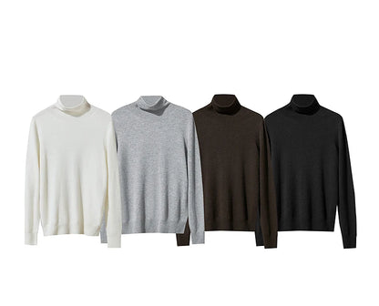 Damen-Rollkragenpullover Wolle-Kaschmir locker einfarbig Herbst
