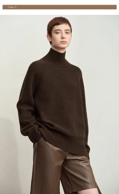 Damen-Rollkragenpullover 100 % Wolle nahtlos antibakteriell Winter