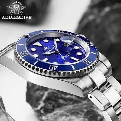 Herren Automatik-Taucheruhr 200m Leuchtzeiger Keramiklünette mechanisch Edelstahl
