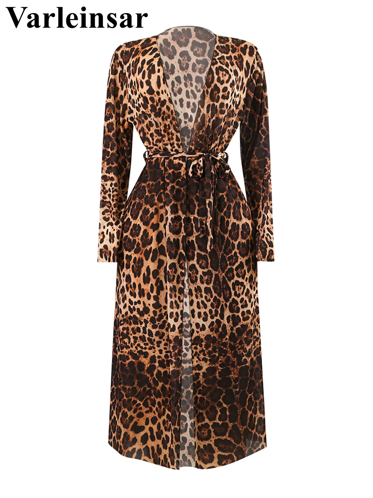 Damen Badeanzug Langarm Leopard Cover-Up gepolstert Einteiler