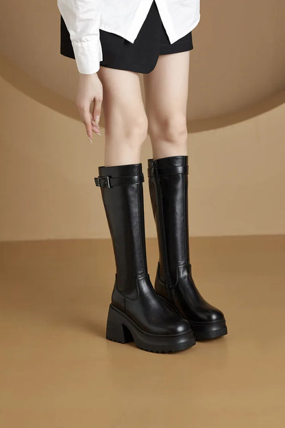 Damen Lange Stiefel im modischen Stil mit 10 cm hoher Plattform
