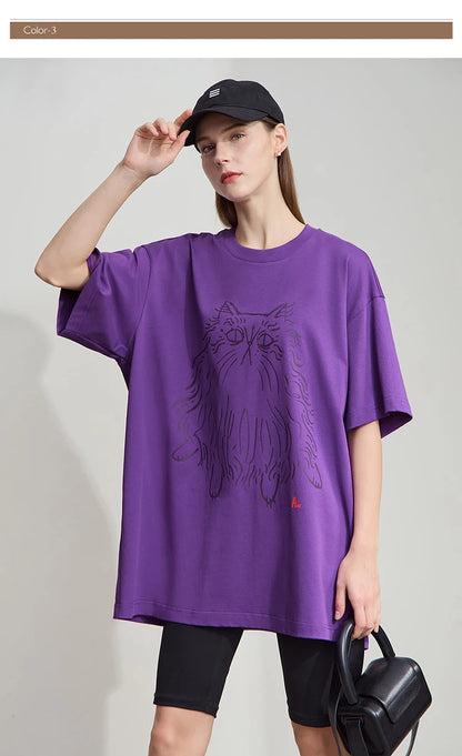 Damen T-Shirt mit Druck im lässigen Rundhals-Stil für das Büro