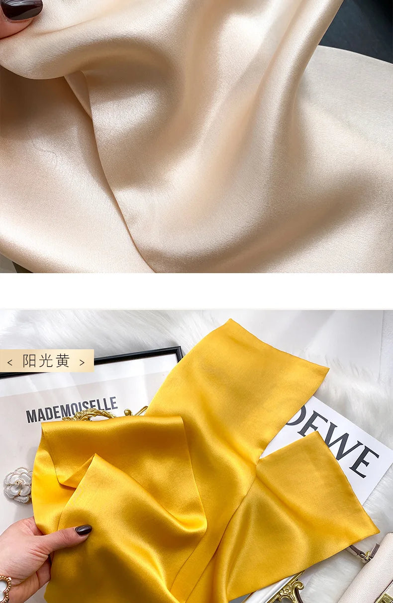 Damen Seidenschal dünn Taschenband Foulard Haarband Stirnband bedruckt B