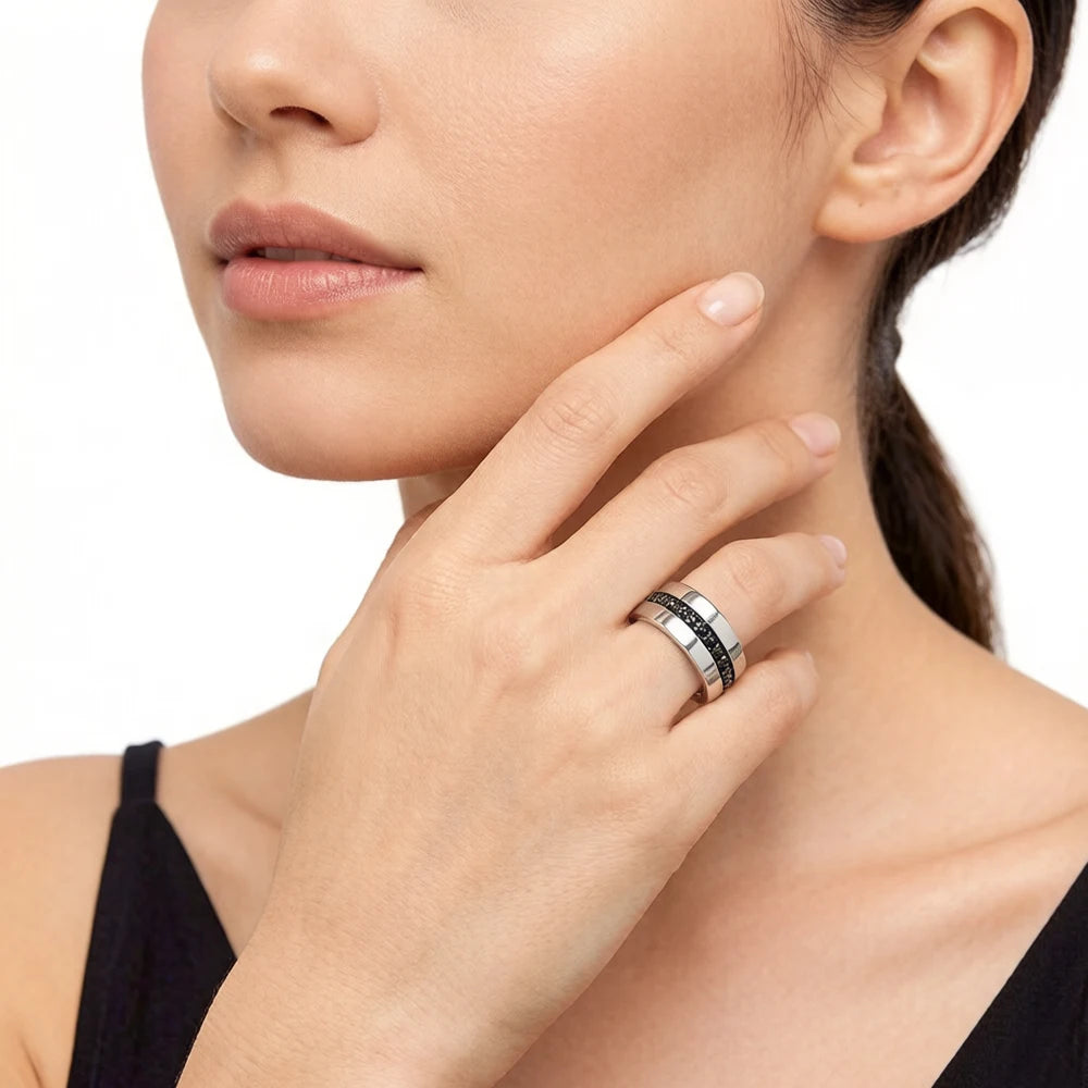Damen-Ring Eternity klassisch schwarz aus Sterlingsilber