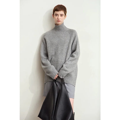 Damen-Rollkragenpullover 100 % Wolle nahtlos antibakteriell Winter