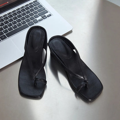 2025, neue Damen-Flip-Flops mit dicken Sohlen, Flip-Flops für den Strand, Hausschuhe für Damen, große Sommer-Keilabsätze, weibliche High Heels