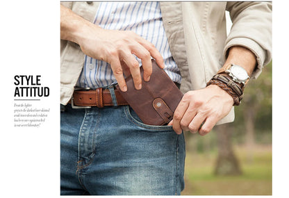 Herren Echtleder Geldbörse Bifold Vintage RFID Kartenhalter Geldclip Münzfach Reise