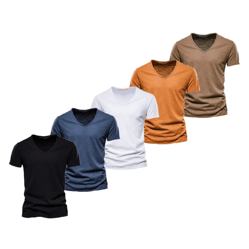 Herren T-Shirt im Casual-Stil mit V-Ausschnitt in einfarbigem Design