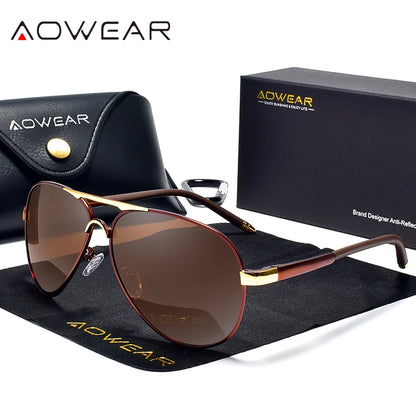 AOWEAR männer Luftfahrt Sonnenbrille Männer Polarisierte Spiegel Sonnenbrille für Mann HD Fahren Pilot Sonnenbrille lunettes de soleil homme