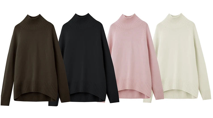 Damen-Rollkragenpullover 100 % Wolle nahtlos antibakteriell Winter