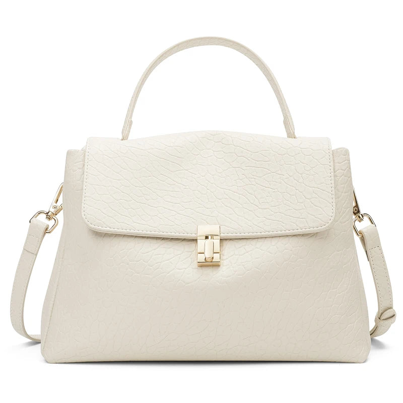 Damen Handtasche aus Leder mit Lychee Pattern Flap Messenger
