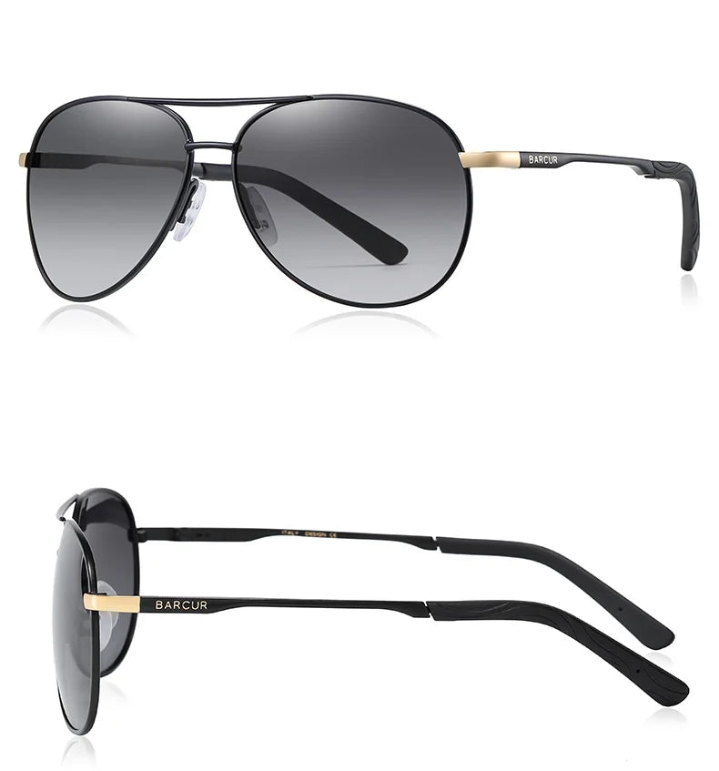 Damen-Sonnenbrille oval Edelstahl Pilot Farbverlauf polarisiert Spiegel