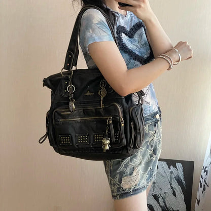 Damen-Handtasche Vintage-Stil aus Soft-PU Bronzefarben Große Tote-Tasche Schulter- und Umhängetasche