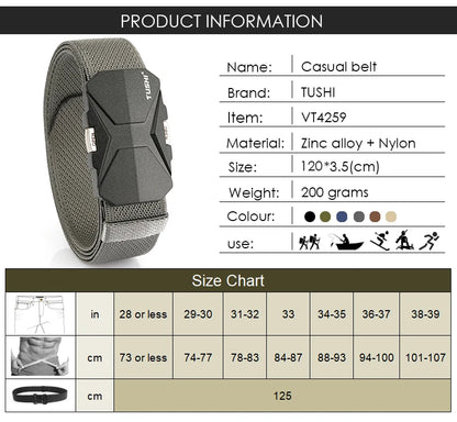 Herren-Gürtel Aus Nylonband Elastisch Mit Schnellverschluss Und Matte Metall-Schnalle Für Outdoor
