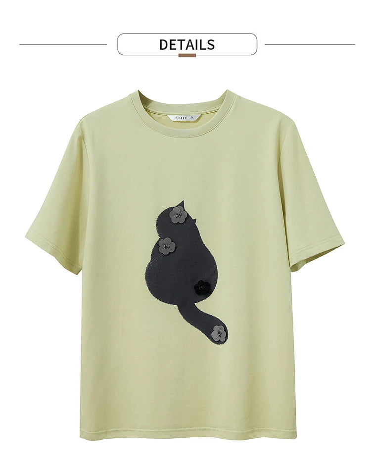 Damen T-Shirt im College-Stil aus leicht elastischem Lyocell mit minimalistischen Druck