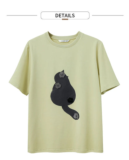 Damen T-Shirt im College-Stil aus leicht elastischem Lyocell mit minimalistischen Druck
