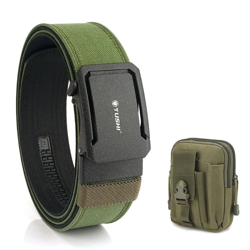 Herren-Taktischer Gürtel aus Nylon mit Automatischer Schnalle, 4,3 cm Breit, 120 cm Länge