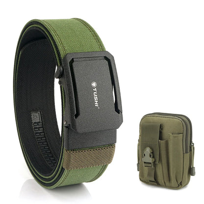 Herren-Taktischer Gürtel aus Nylon mit Automatischer Schnalle, 4,3 cm Breit, 120 cm Länge