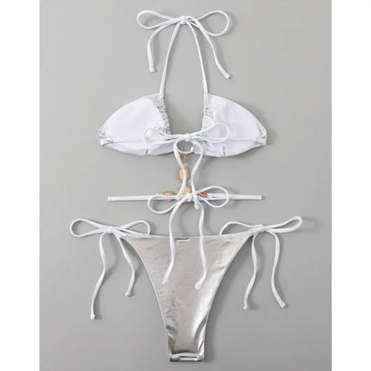 Sexy Bikini-Set mit Strasssteinen und Push-up-Effekt – ideal für Strand und Pool