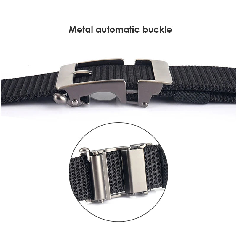 Herren-Gürtel aus Nylon 3,4 cm Breite mit Automatikverschluss für Outdoor-Wandern