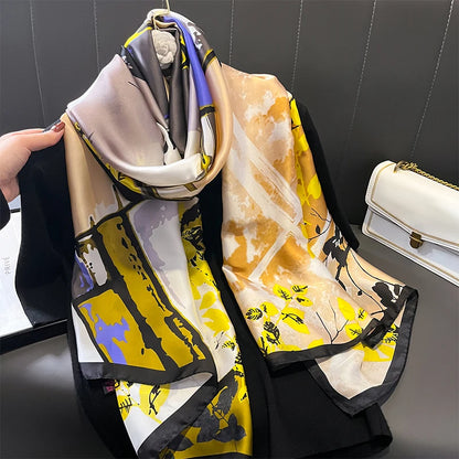 Damen Satin Seidenschal Hijab Sommer Sonnenschutz Strand Kopftuch Foulard