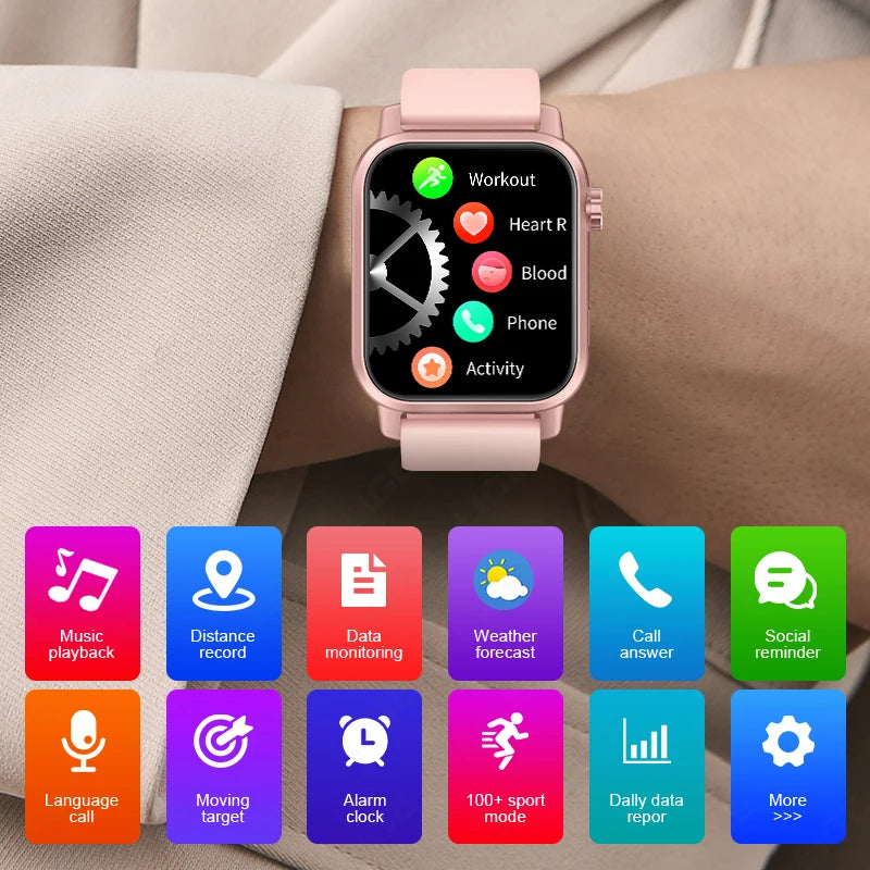 LIGE Neue Mit LED Taschenlampe Smart Uhr Frauen 1,85 "HD Display Herzfrequenz Sport IP68 Wasserdichte Bluetooth Anruf Männer smartwatch